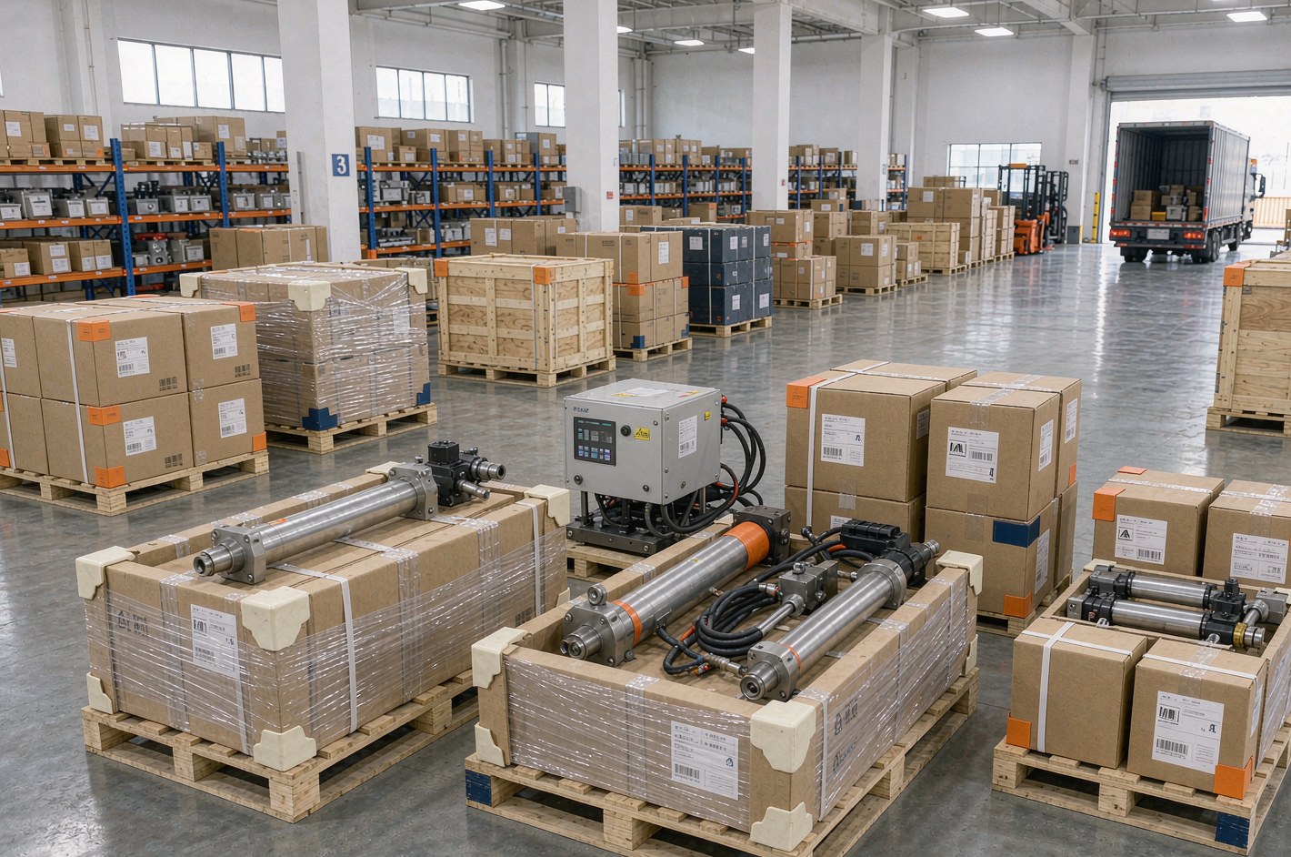 Export packing and palletising of hydraulic jacks for shipment