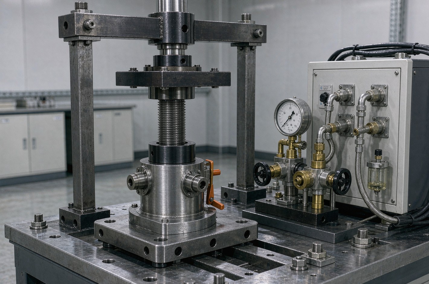 Load testing station for hydraulic jack rated capacity checks