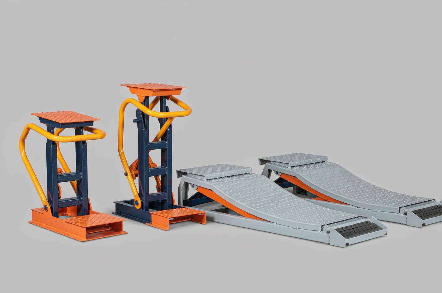 Jack stands and vehicle ramps for safe lifting support assortments